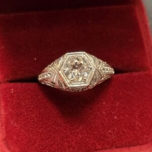 .925 Sterling Silver Ring. White Topaz Stones. Size 6.5